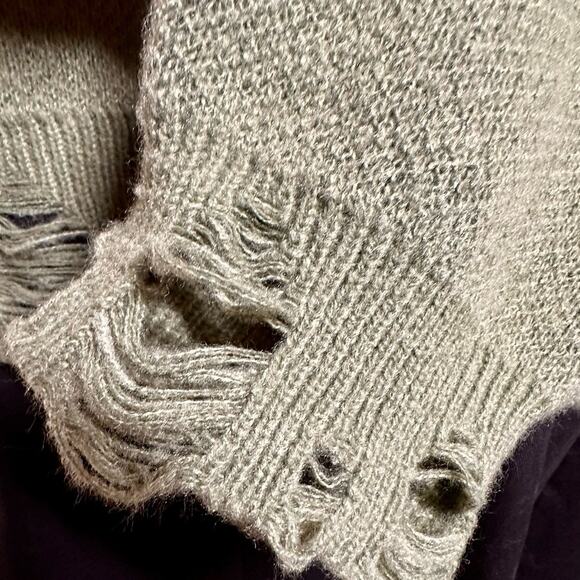 NWT Romwe Distressed Light Green Grunge Rib Cage Sweater XL - Picture 5 of 6